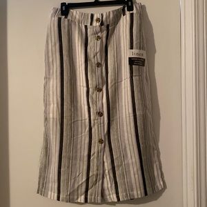 Linen Button Front Skirt NWT
